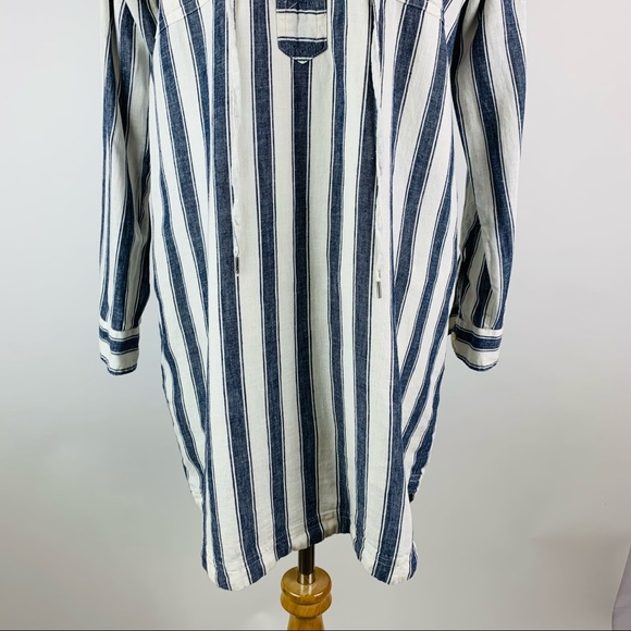 Madewell Striped Lace Up Linen Blend Shirt Dress S - Picture 4 of 12
